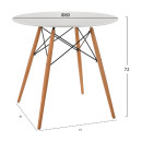 ΤΡΑΠΕΖΙ MINIMAL ΣΤΡΟΓΓΥΛΟ HM0059.01 MDF ΣΕ ΛΕΥΚΟ-ΠΟΔΙΑ ΟΞΙΑΣ ΦΥΣΙΚΟ Φ80Χ72Υεκ.