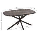 ΤΡΑΠΕΖΙ ΟΒΑΛ RODDEN HM11903.02 ΜΕ WERZALIT BLACK/GOLD MARBLE-ΜΑΥΡΗ ΒΑΣΗ 146x94x75Υεκ