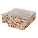 ΤΡΑΠΕΖΙ ΣΑΛΟΝΙΟΥ ΤΕΤΡΑΓΩΝΟ SPARROW HM9960 DRIFTWOOD--ΓΥΑΛΙ 95x95x51,5Υεκ.