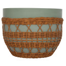 ΤΡΑΠΕΖΙ ΣΑΛΟΝΙΟΥ VILHENA HM18165 FIBER CEMENT ΠΡΑΣΙΝΟ-RATTAN ΦΥΣΙΚΟ Φ56x47Υεκ.