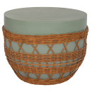 ΤΡΑΠΕΖΙ ΣΑΛΟΝΙΟΥ VILHENA HM18165 FIBER CEMENT ΠΡΑΣΙΝΟ-RATTAN ΦΥΣΙΚΟ Φ56x47Υεκ.