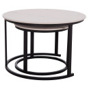 ΤΡΑΠΕΖΙA ΣΑΛΟΝΙΟΥ ΣΕΤ 2ΤΜΧ TALOS ΚΕΡΑΜΙΚΟ TOP ΜΕ ΟΨΗ ΛΕΥΚΟΥ ΜΑΡΜΑΡΟΥ HM18140.01 Φ70+Φ50